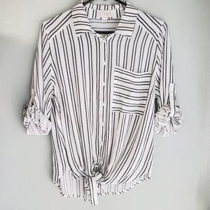 Vixbe white with black stripes Blouse size M